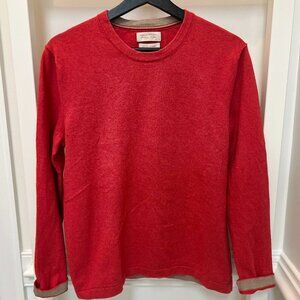 Banana Republic Men’s Cotton Cashmere Sweater – Red with Contrast Cuff Detail